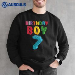 7th birthday Boy master builder 7 years old block building Sweatshirt