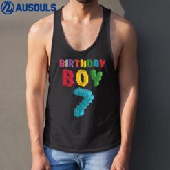 7th birthday Boy master builder 7 years old block building Tank Top