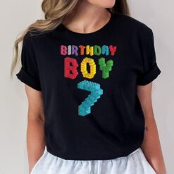 7th birthday Boy master builder 7 years old block building T-Shirt