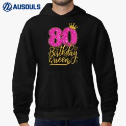 80 Year Old Gifts 80th Birthday Queen Diamond Crown Pink Hoodie