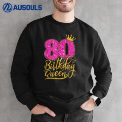 80 Year Old Gifts 80th Birthday Queen Diamond Crown Pink Sweatshirt