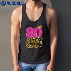 80 Year Old Gifts 80th Birthday Queen Diamond Crown Pink Tank Top