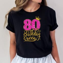 80 Year Old Gifts 80th Birthday Queen Diamond Crown Pink T-Shirt