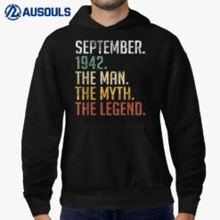 80 Years Old September 1942 Man Myth Legend 80th Birthday Hoodie