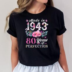 80th birthday gift ideas for women Floral Made in 1943 T-Shirt