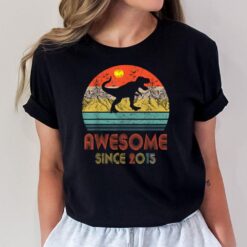 8 Year Old Gift Dinosaur Awesome Since 2015 8th Birthday T-Shirt