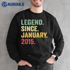8 Years Old Gifts Legend Since January 2015 8th Birthday Boy Sweatshirt
