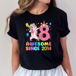 8th Birthday 8 Year Old Awesome Since 2014 Dabbing Unicorn T-Shirt