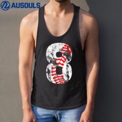 8th Birthday Baseball Big Number Eight 8 Year Old Boy Girl Tank Top