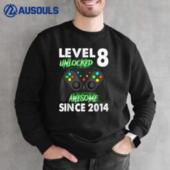 8th Birthday Boy Level 8 Unlocked Awesome 2014 Video Gamer Sweatshirt