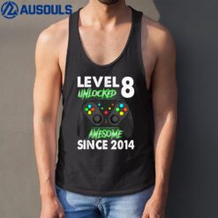 8th Birthday Boy Level 8 Unlocked Awesome 2014 Video Gamer Tank Top