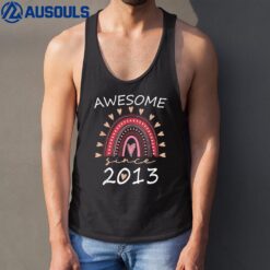 9 Year Old Girls Awesome Since 2013 9th Birthday Rainbow Tank Top