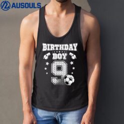 9 Year Old Soccer Player 9th Birthday Party Boy Tank Top