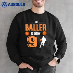 9 Years Old 9th Birthday Basketball Gift For Boys Party Sweatshirt