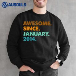 9 Years Old Awesome Since January 2014 9th Birthday Gifts Sweatshirt