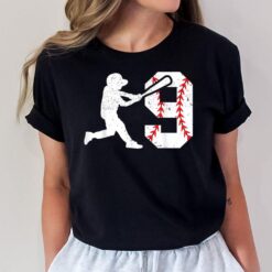 9th Birthday Baseball Big Number Nine 9 Year Old Boy Girl T-Shirt