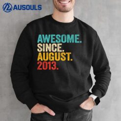 9th Birthday Gift 9 Year Old Boy Awesome Since August 2013 Sweatshirt