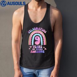 9th Birthday Girl Tie Dye 9 Years Of Being Awesome Bday Tank Top