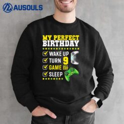9th Birthday Party Perfect For Gamer 9 Years Old Boy Kids Sweatshirt