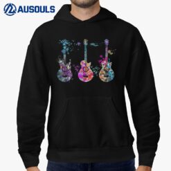 Acoustic Guitar Colorful Watercolor Silhouette Hoodie