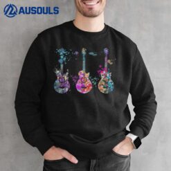 Acoustic Guitar Colorful Watercolor Silhouette Sweatshirt