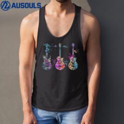 Acoustic Guitar Colorful Watercolor Silhouette Tank Top