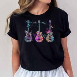 Acoustic Guitar Colorful Watercolor Silhouette T-Shirt