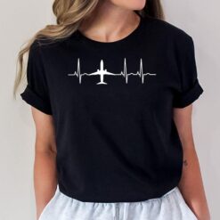 Airplane Heartbeat Pilot Flying Cool Aviator T-Shirt