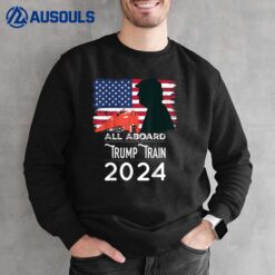 All Aboard Trump Train 2024 Vintage American Flag Apparel Sweatshirt