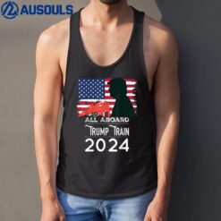 All Aboard Trump Train 2024 Vintage American Flag Apparel Tank Top