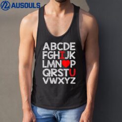 Alphabet ABC I Love You T Shirt Valentines Day Heart Gifts Tank Top