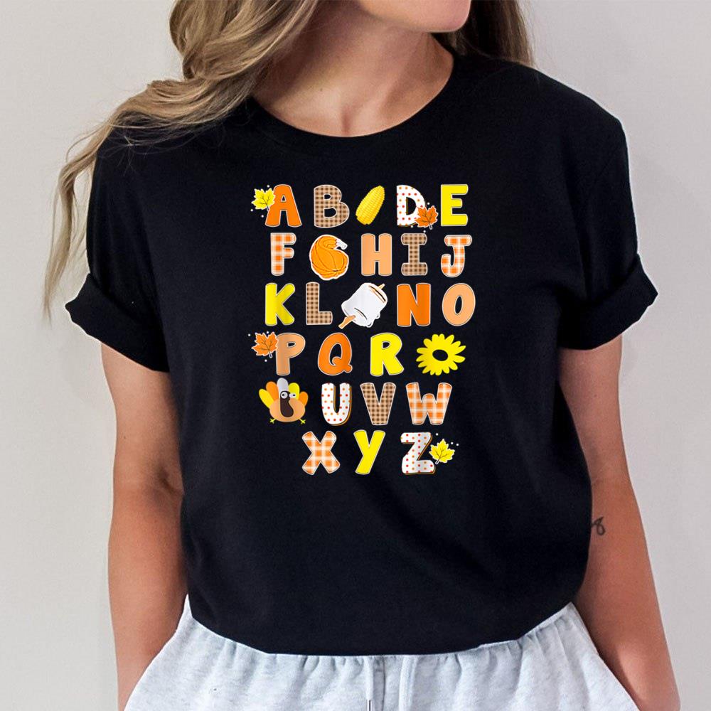 Alphabet Funny Turkey Thanksgiving Costume Preschool Teacher T-Shirt Hoodie Sweatshirt For Men Women