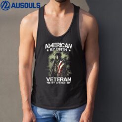 American By Birth Veteran By Choice Soldier USA Flag Vintage Tank Top