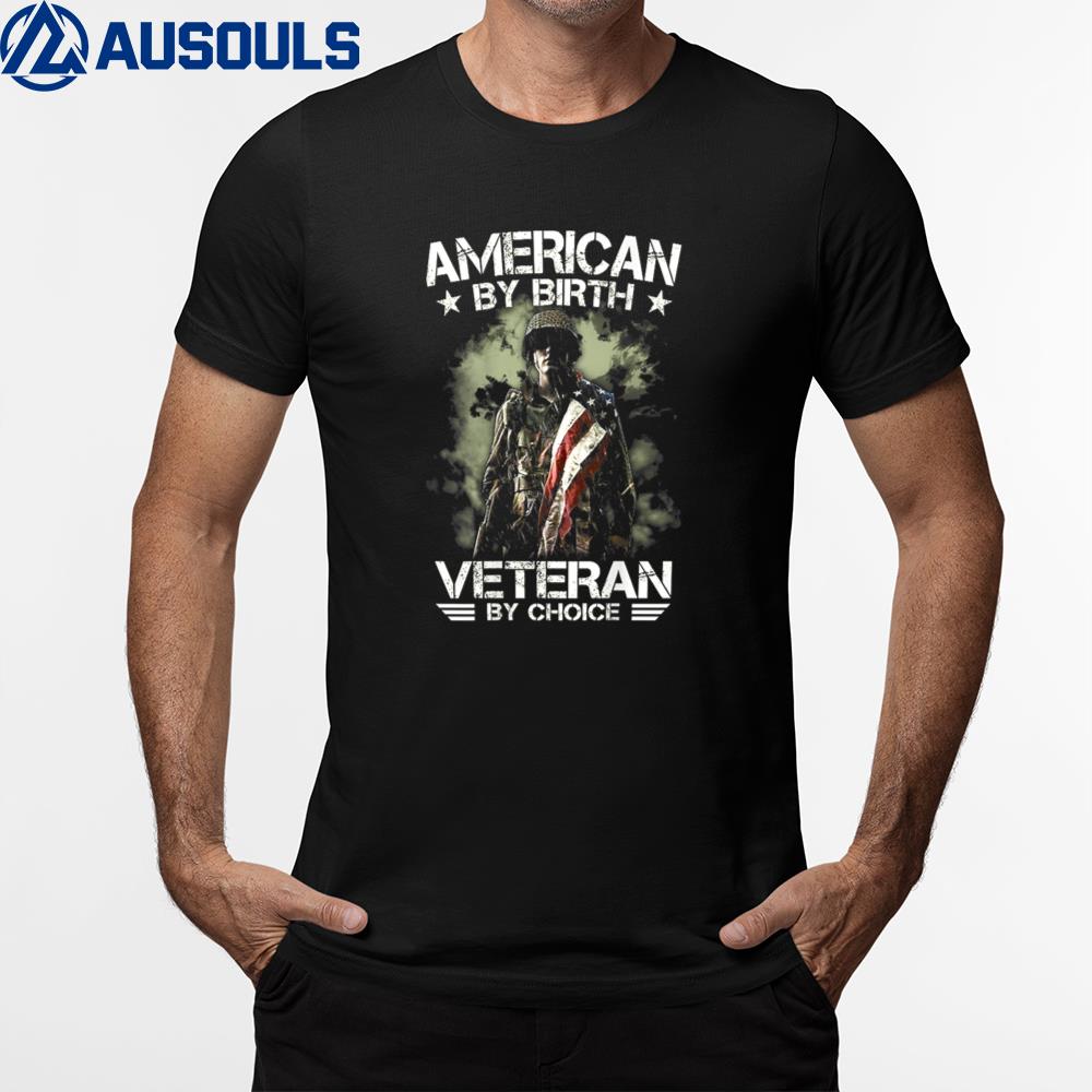 American By Birth Veteran By Choice Soldier USA Flag Vintage Unisex T-Shirt
