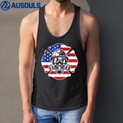 American Flag Firefighter Helmet Tank Top