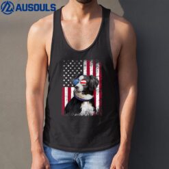 American Flag Patriotic Australian Shepherd Dog 4th Of July Tank Top