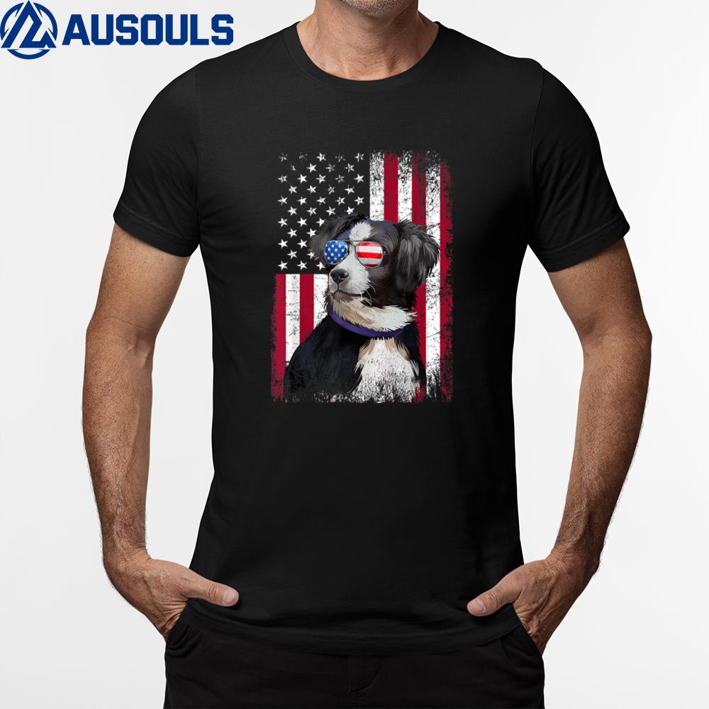 American Flag Patriotic Australian Shepherd Dog 4th Of July T-Shirt Hoodie Sweatshirt For Men Women