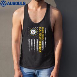 American Flag Proud To Be A US Navy Military Veteran Tank Top