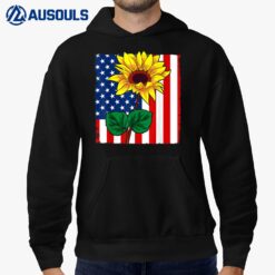 American Flag Sunflower 4th Of July Cute Patriotic Veteran Hoodie