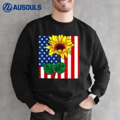 American Flag Sunflower 4th Of July Cute Patriotic Veteran Sweatshirt