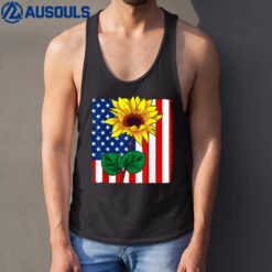 American Flag Sunflower 4th Of July Cute Patriotic Veteran Tank Top