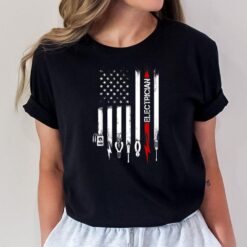 American Flag With Electrician T-Shirt