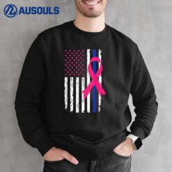 American Police Flag Cool Breast Cancer Awareness Sweatshirt