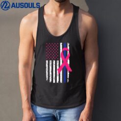 American Police Flag Cool Breast Cancer Awareness Tank Top