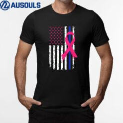 American Police Flag Cool Breast Cancer Awareness T-Shirt