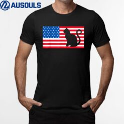 American flag cat 4th of july T  - US Veterans T-Shirt