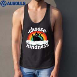 Anti Bullying Rainbow Peace Kind Hippie Cat Choose Kindness Tank Top