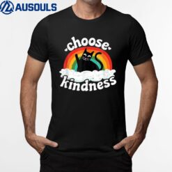 Anti Bullying Rainbow Peace Kind Hippie Cat Choose Kindness T-Shirt
