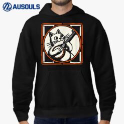 Artistic Cat Banjo Player Silly Music Art Graphic Hoodie