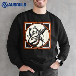 Artistic Cat Banjo Player Silly Music Art Graphic Sweatshirt